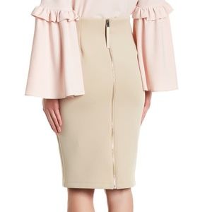 Catherine Malandrino Solid Pencil Skirt Beige